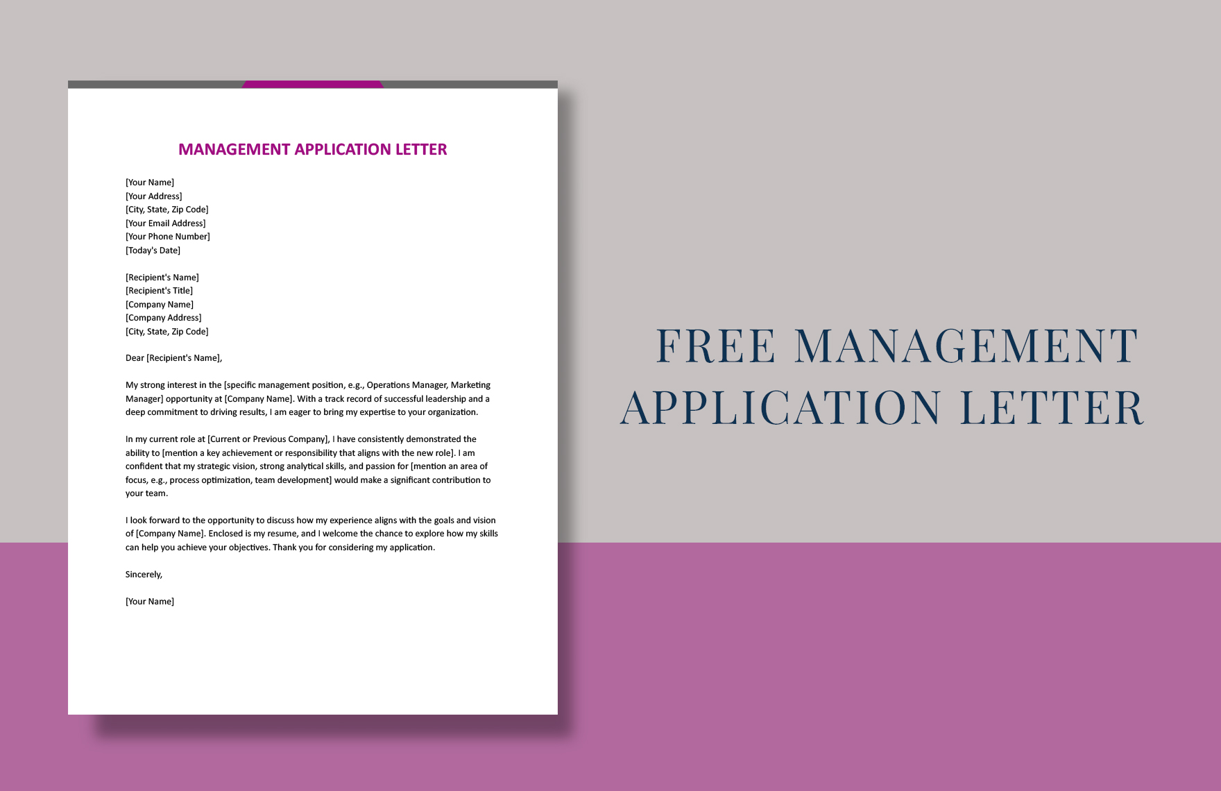 Management Application Letter in Word, Google Docs