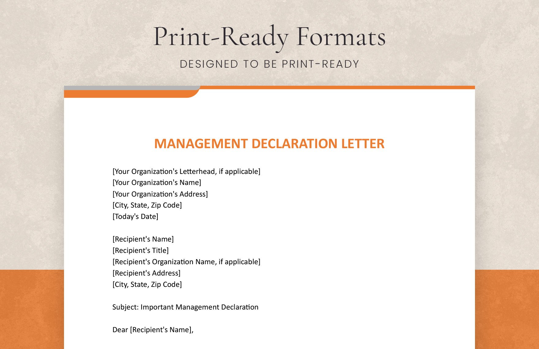 Management Declaration Letter