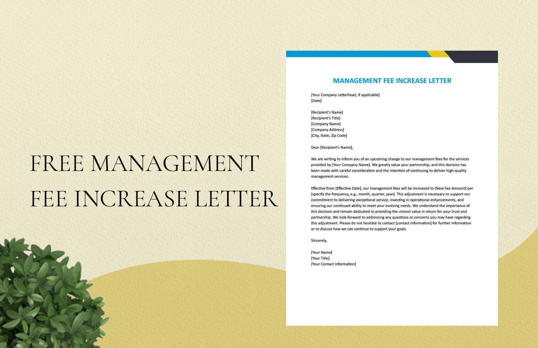Management Fee Increase Letter in Word, Google Docs