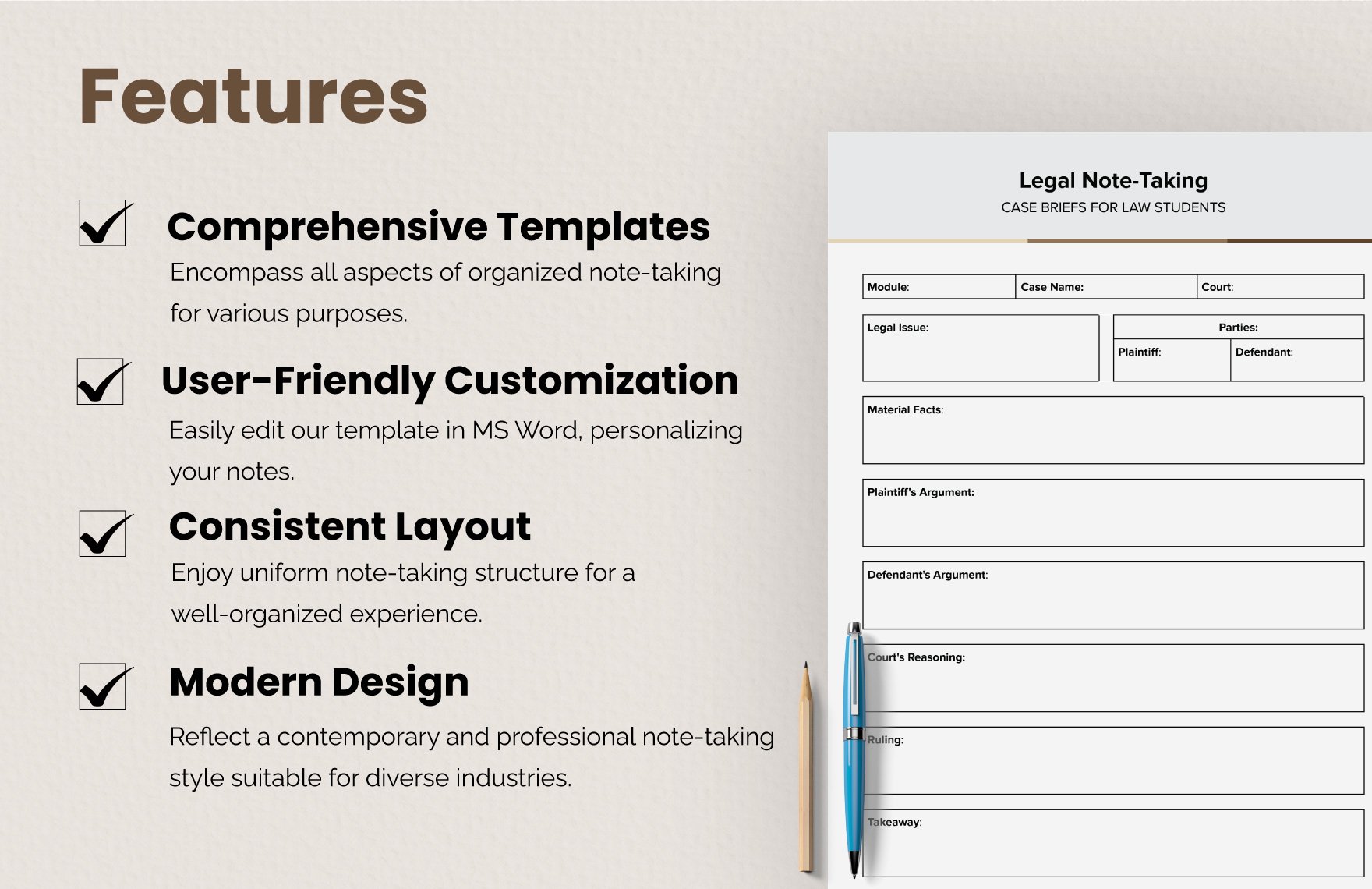 Legal Note Taking Template