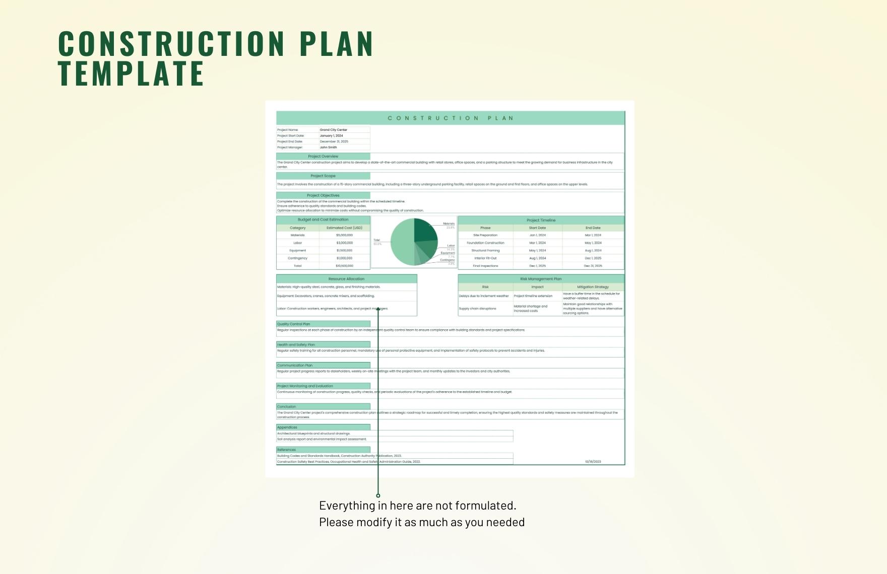 Construction Plan Template