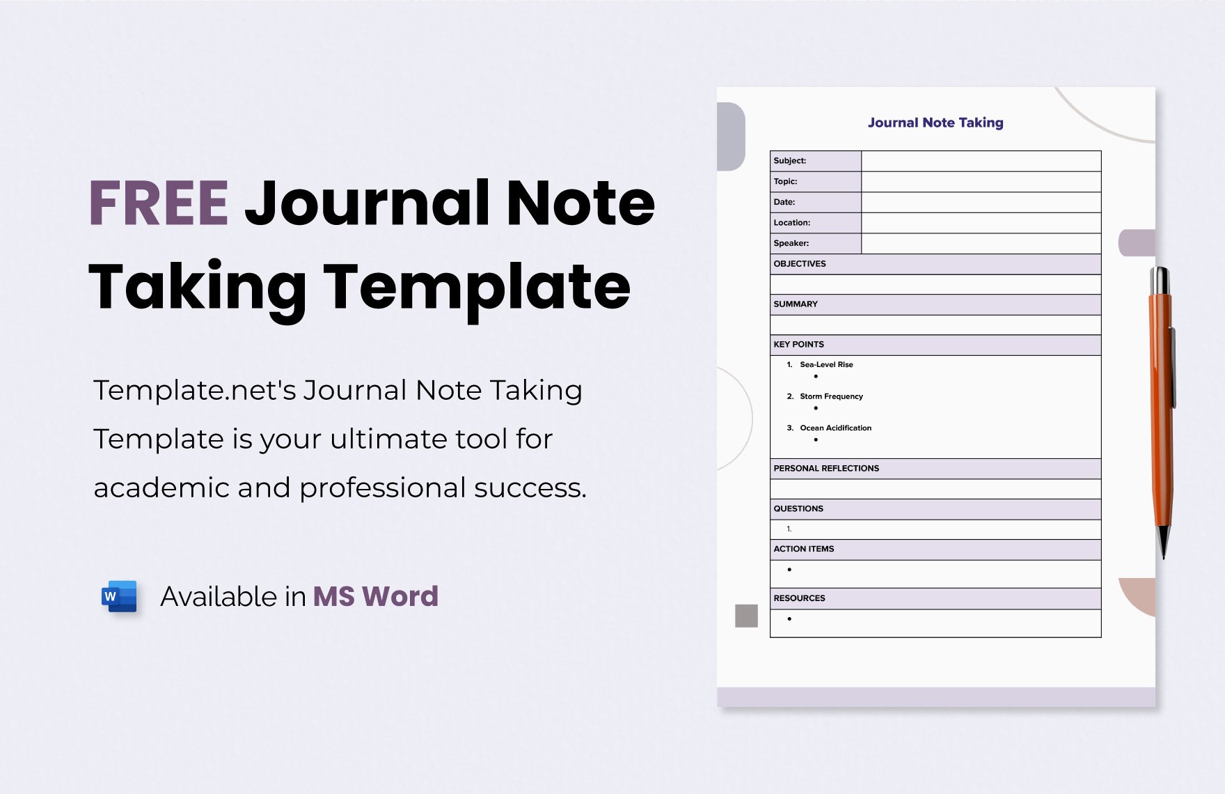 Journal Note Taking Template