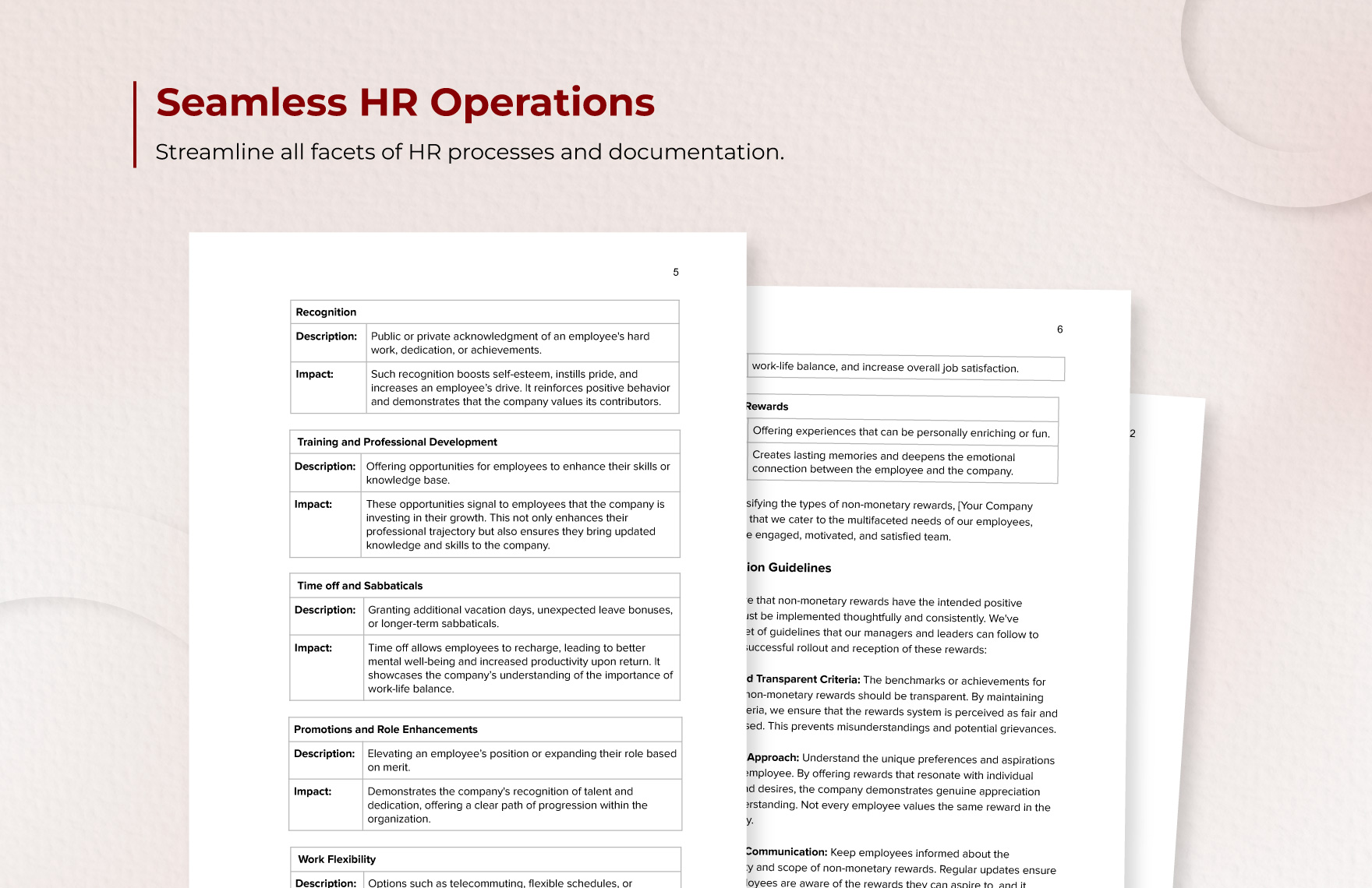 Best Practices Manual for Non-Monetary Rewards HR Template
