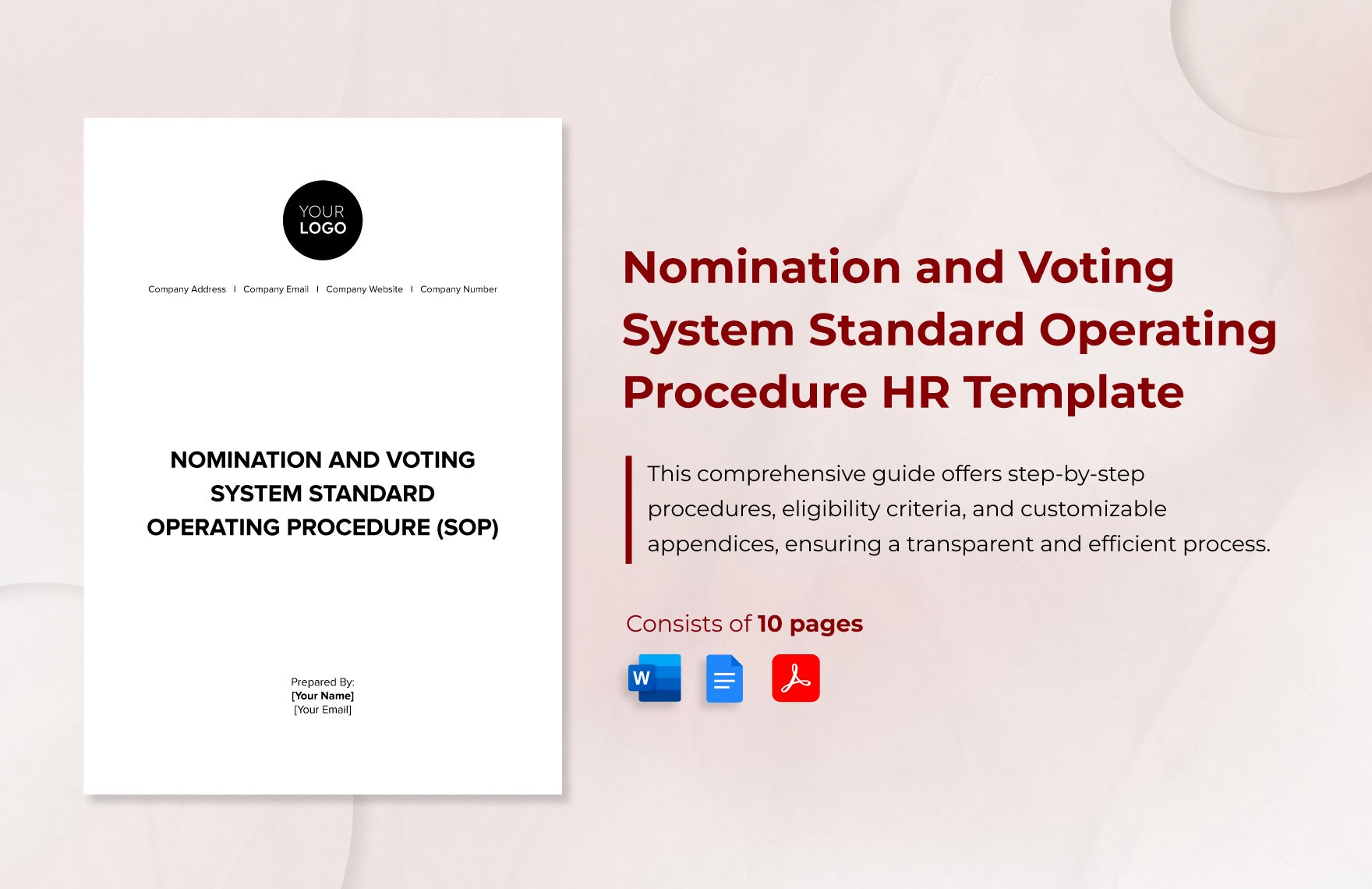 Nomination and Voting System Standard Operating Procedure (SOP) HR Template in Word, Google Docs, PDF