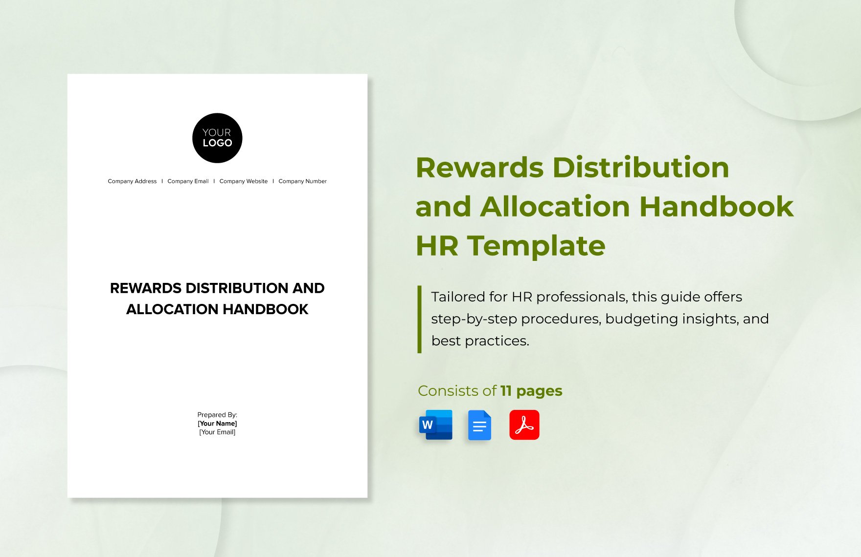 Rewards Distribution and Allocation Handbook HR Template