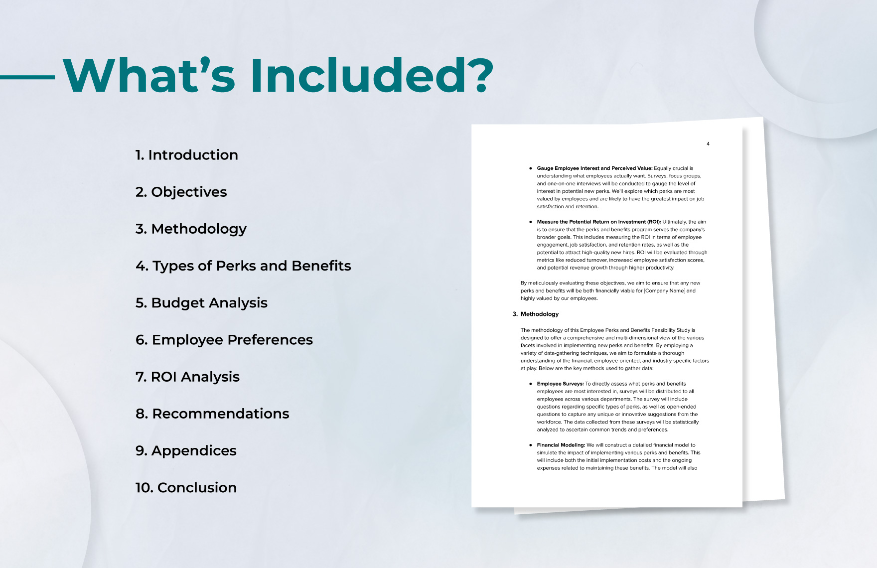 Employee Perks and Benefits Feasibility Study HR Template