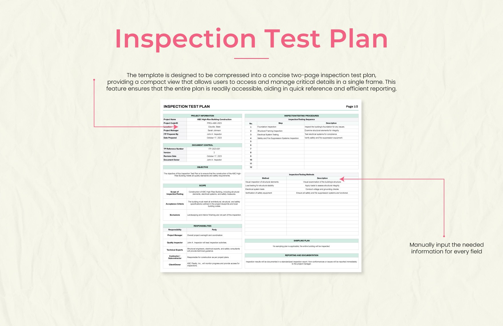 Inspection Test Plan Template