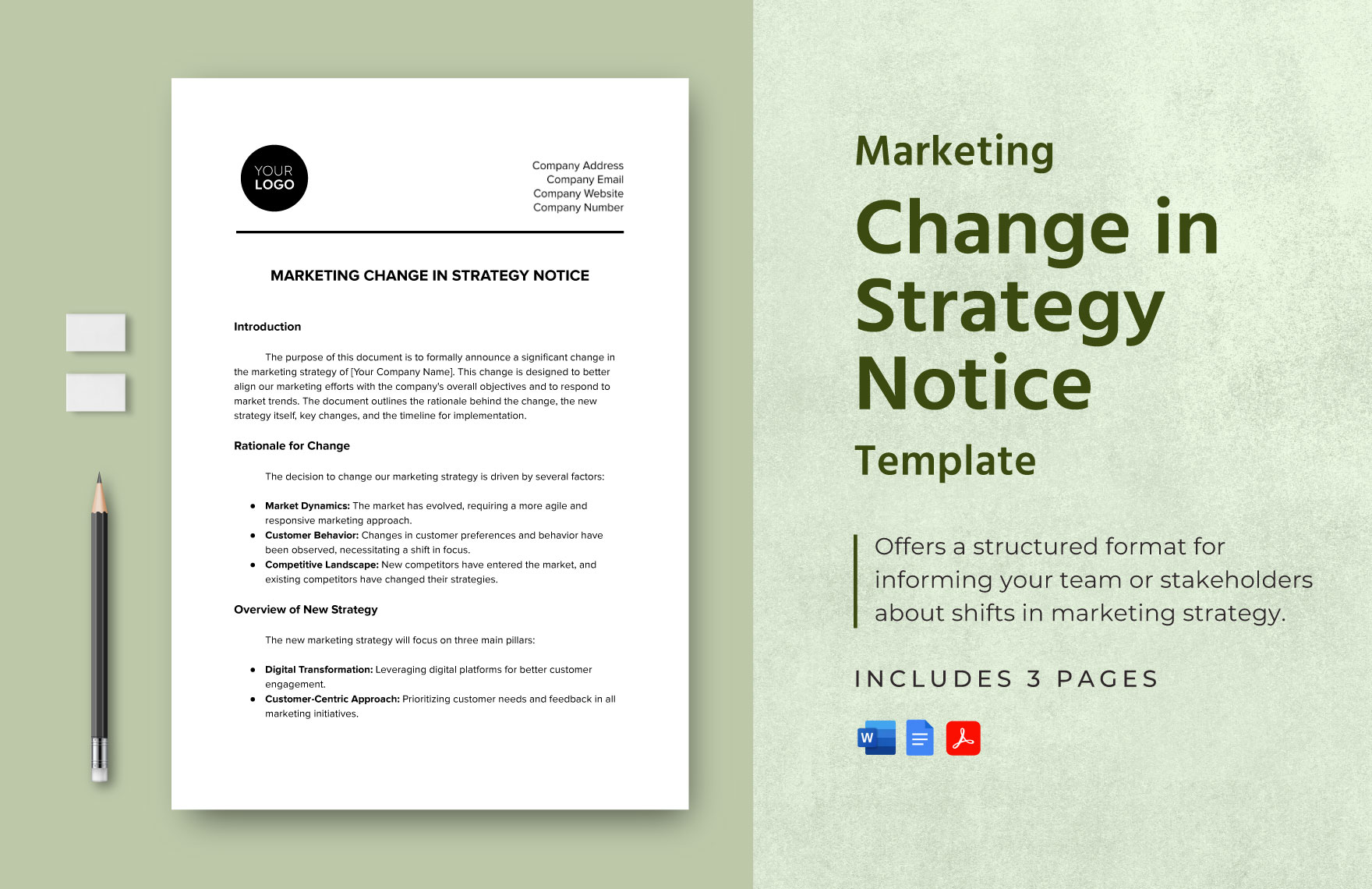 Marketing Change in Strategy Notice Template in Word, Google Docs, PDF