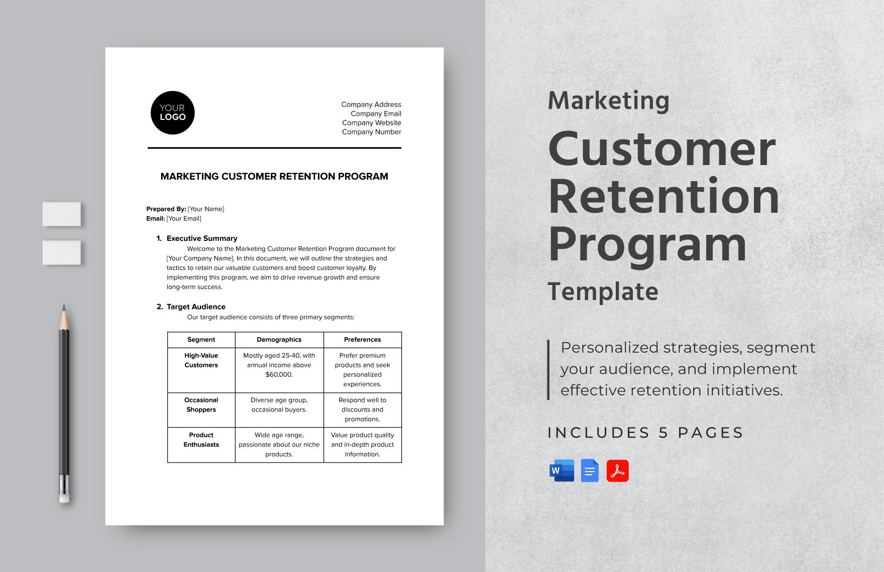 Marketing Customer Retention Program Template in Word, Google Docs, PDF