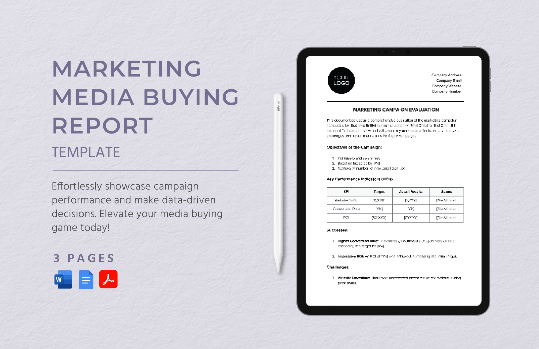 Marketing Media Buying Report Template