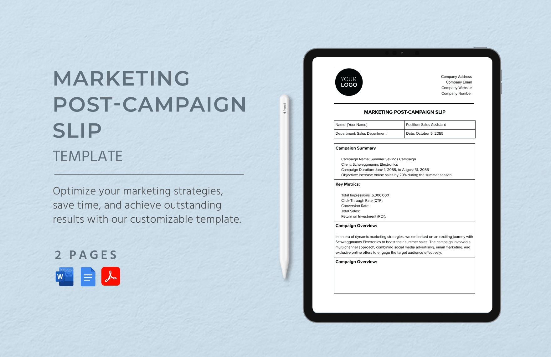 Marketing Post-Campaign Slip Template in Word, Google Docs, PDF