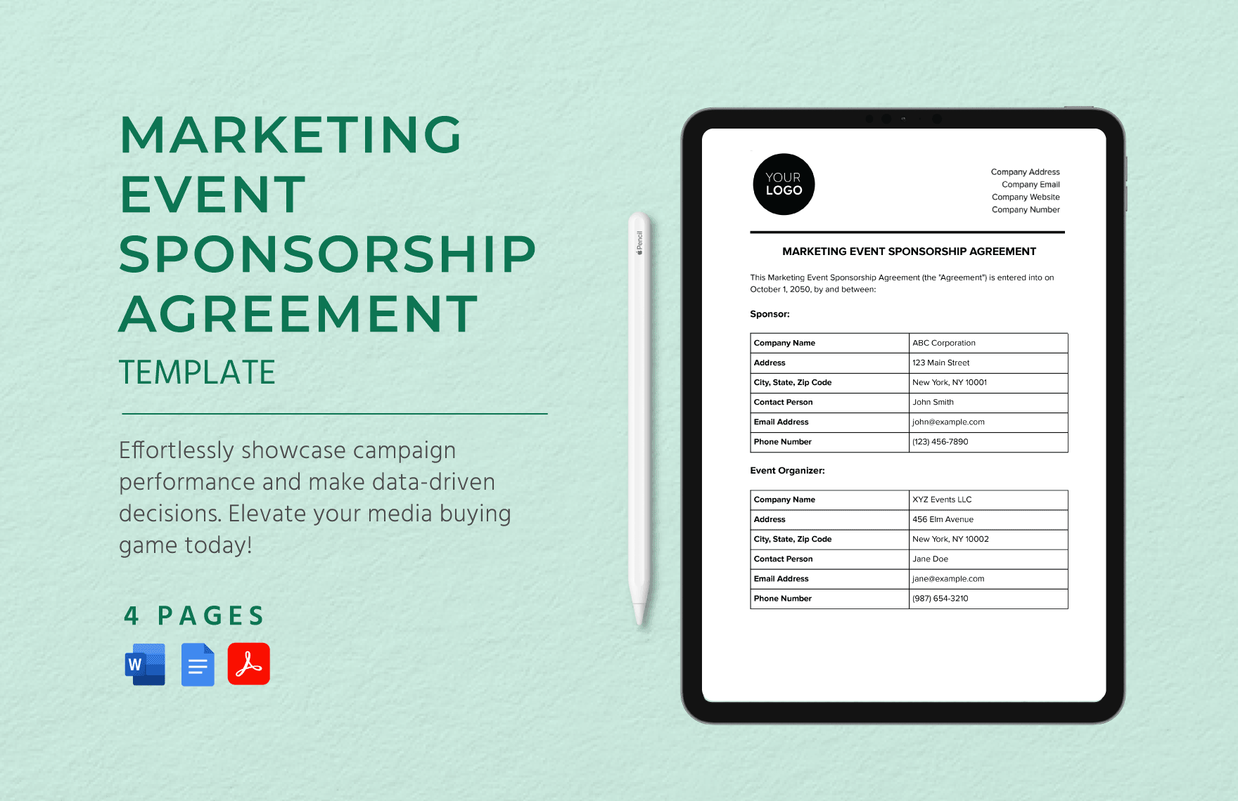 Marketing Event Sponsorship Agreement Template in Word, Google Docs, PDF