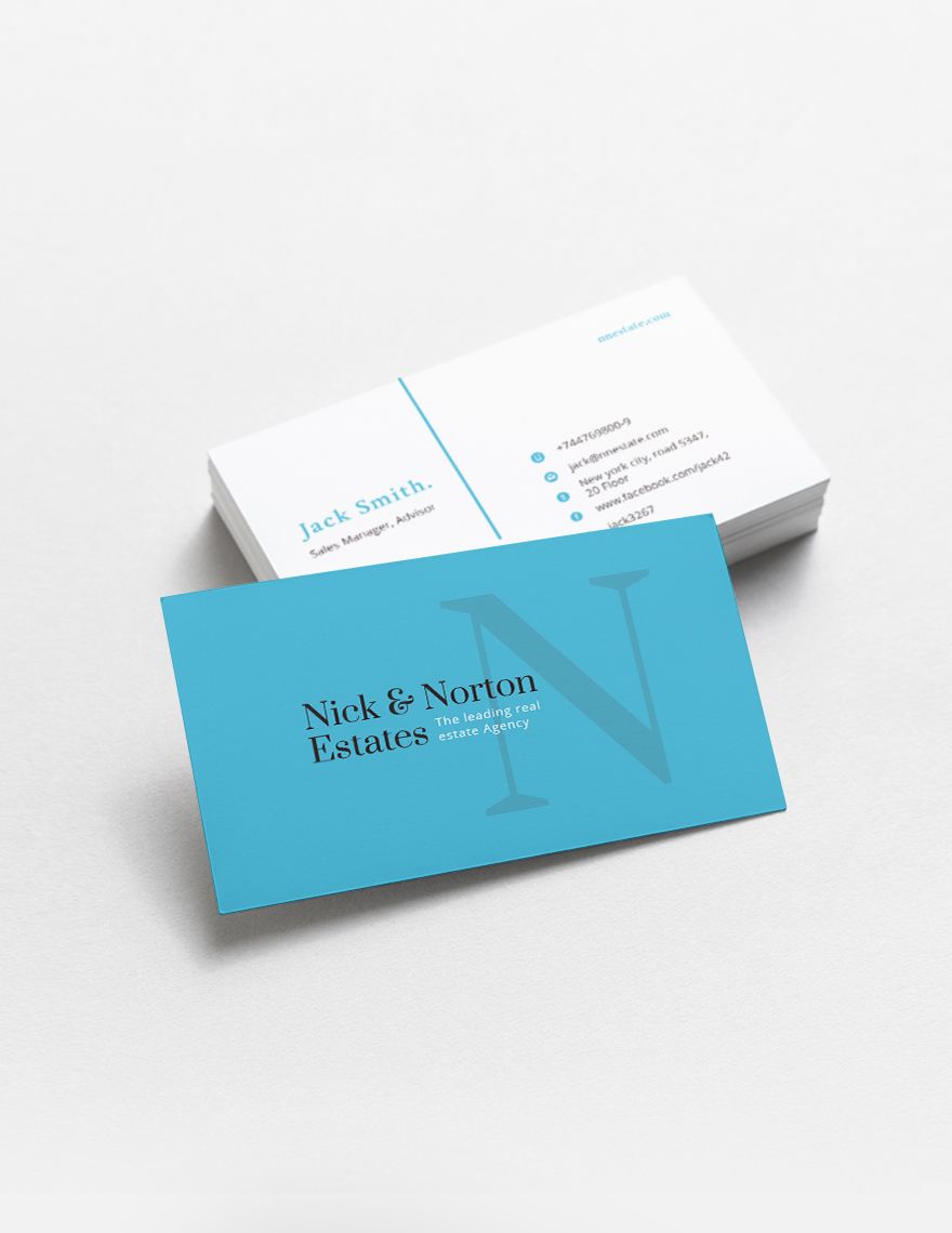 Real Estate Agent Business Card Template in Word, Google Docs, Illustrator, PSD, Apple Pages, Publisher