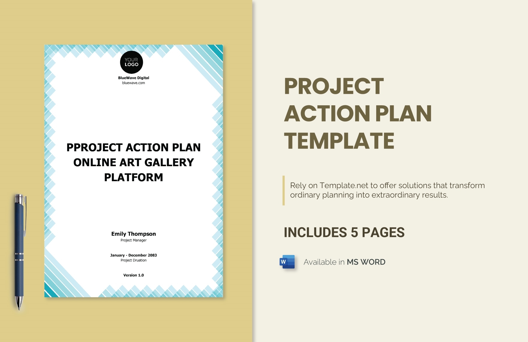 Project Action Plan Template in Word