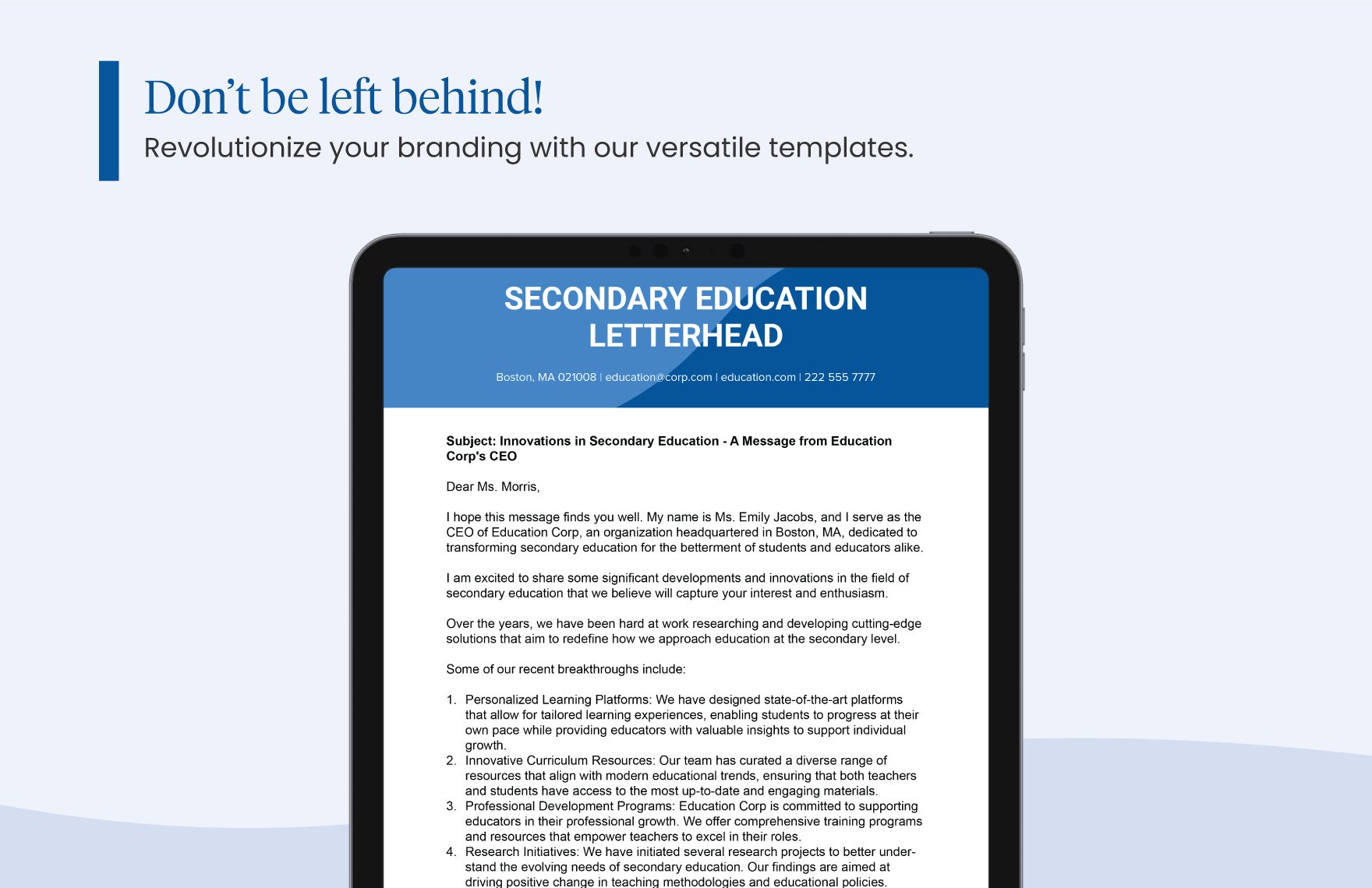 Secondary Education Letterhead Template