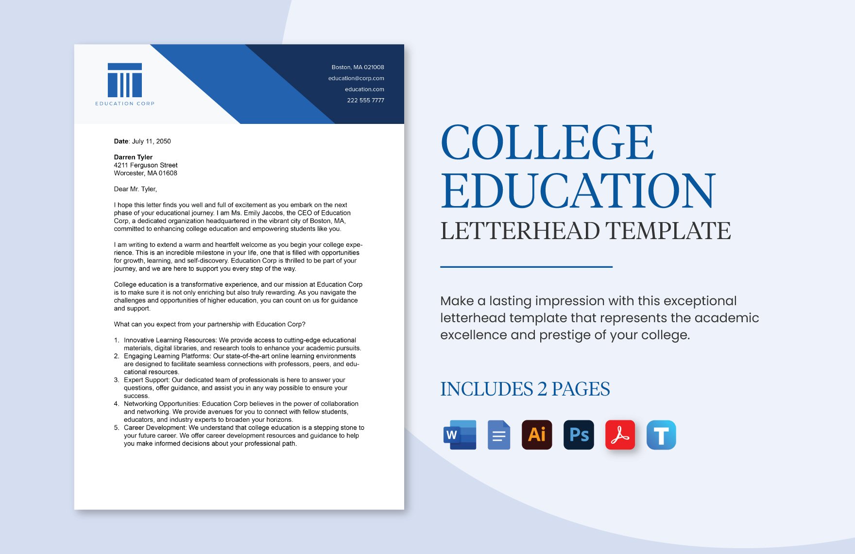 College Education Letterhead Template