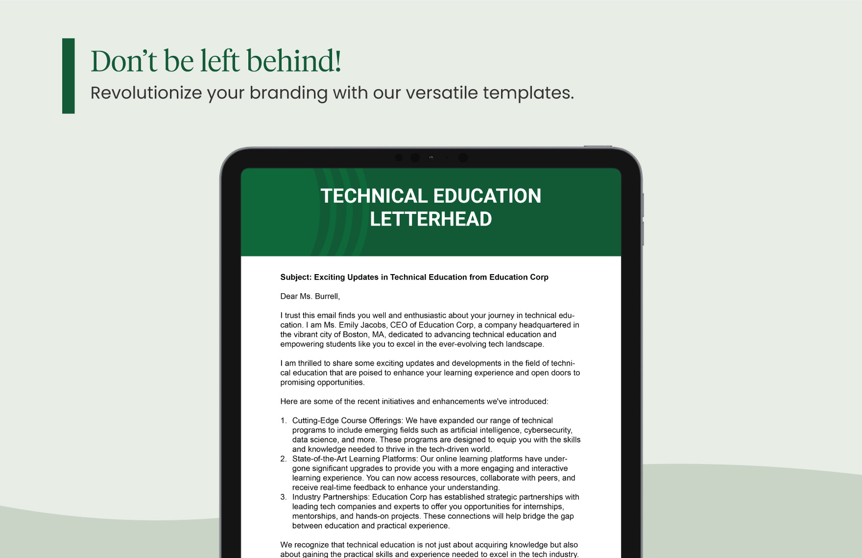 Technical Education Letterhead Template