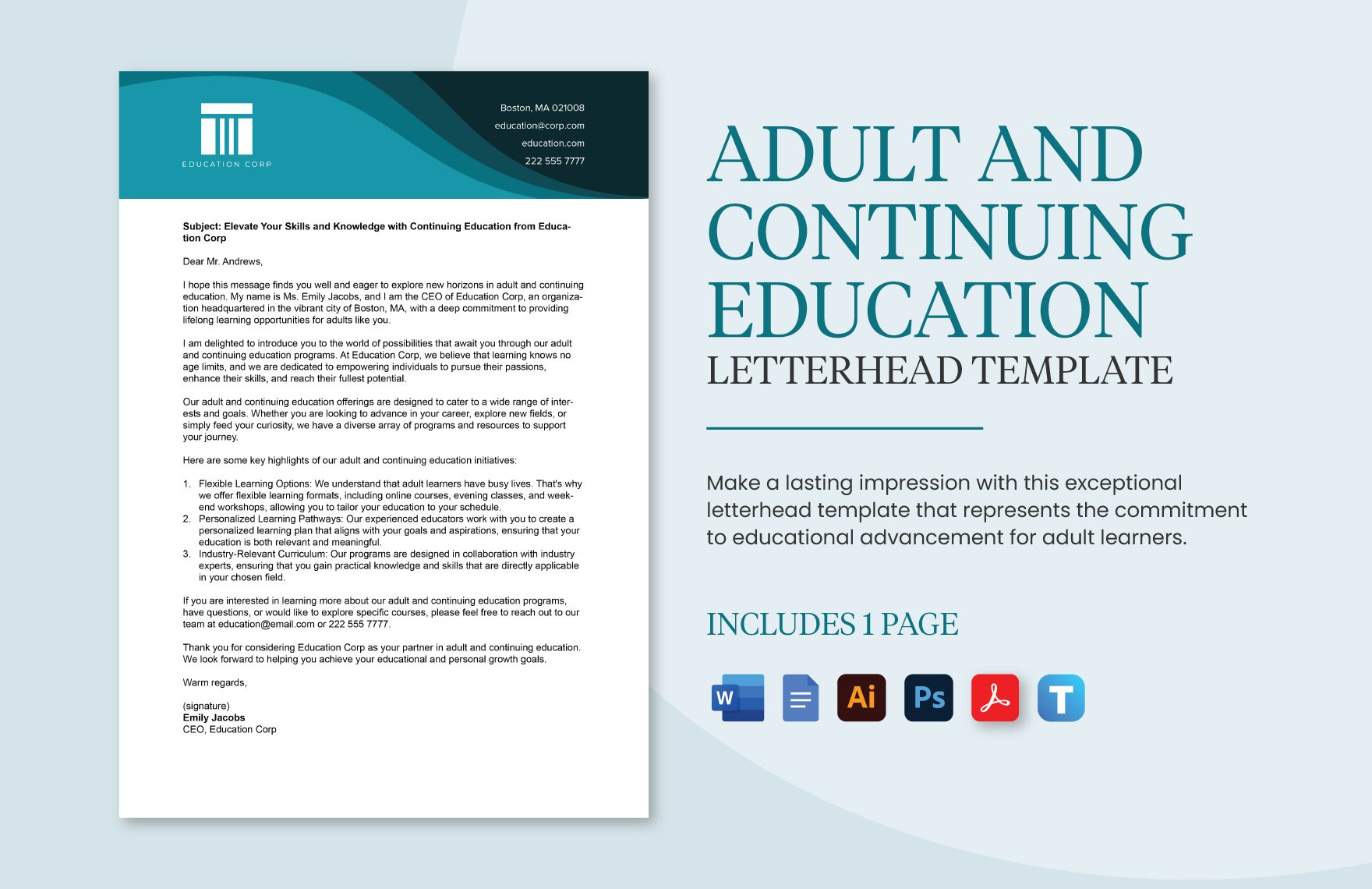Adult and Continuing Education Letterhead Template