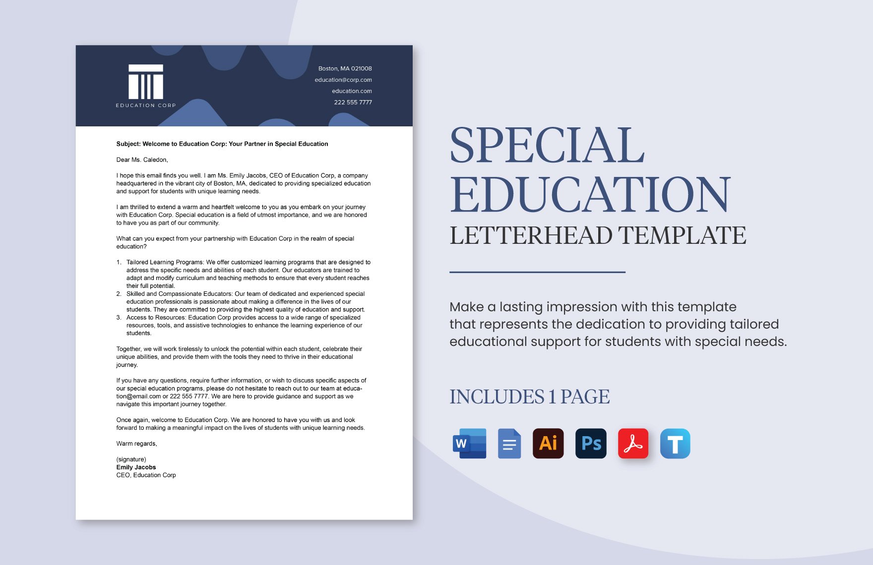 Special Education Letterhead Template in Word, Google Docs, PDF, Illustrator, PSD