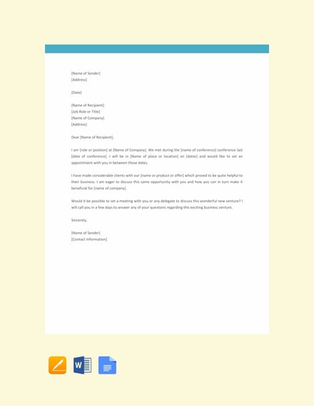 FREE Request Letter For Meeting Appointment With Client Template Word Google Docs Apple 