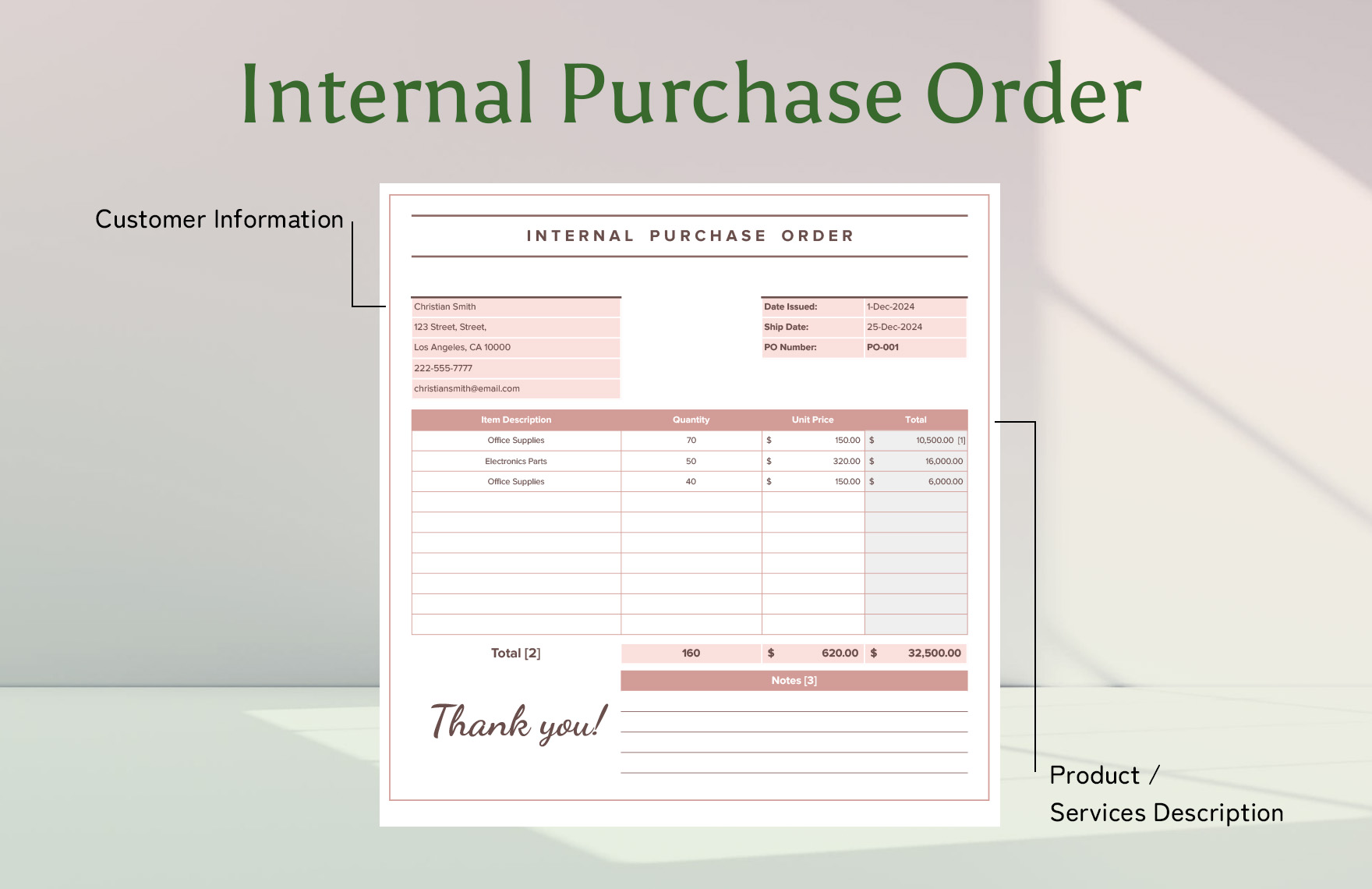 Internal Purchase Order Template