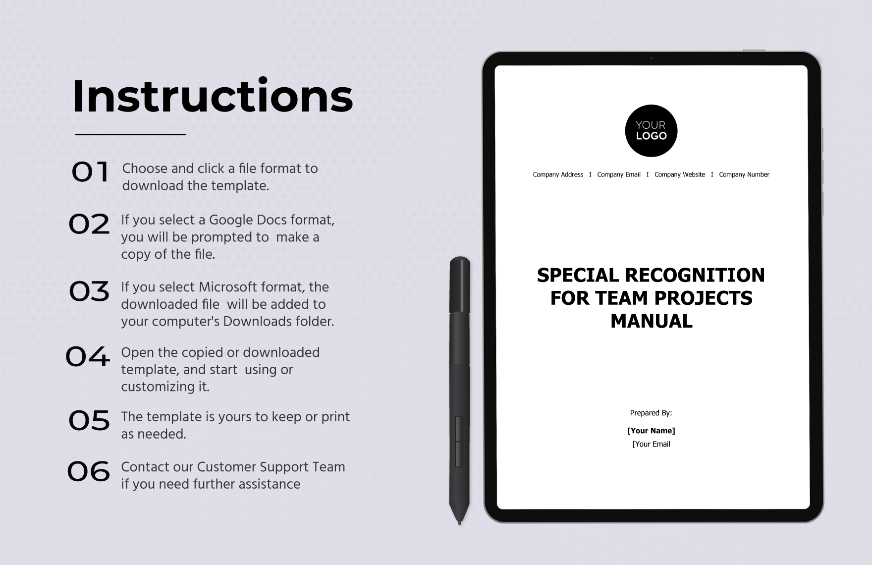 Special Recognition for Team Projects Manual HR Template