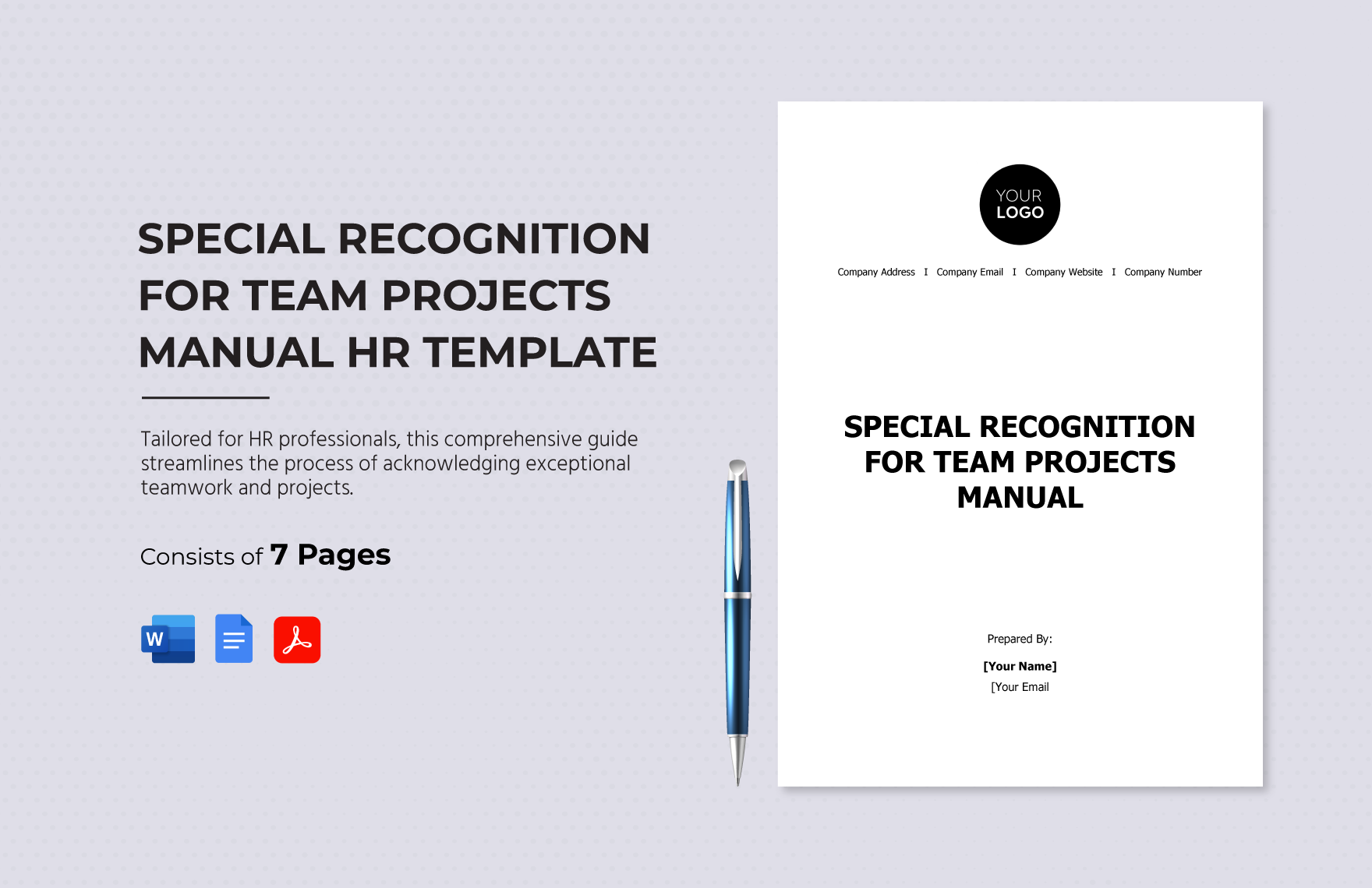 Special Recognition for Team Projects Manual HR Template in Word, Google Docs, PDF
