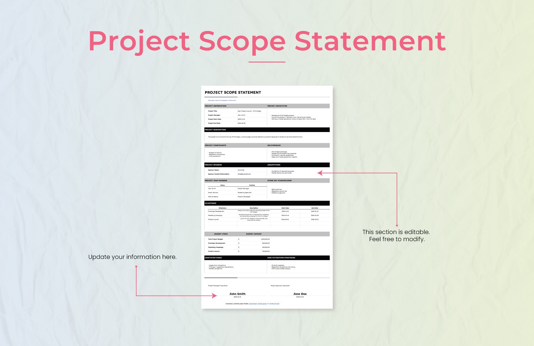 Project Scope Statement Template