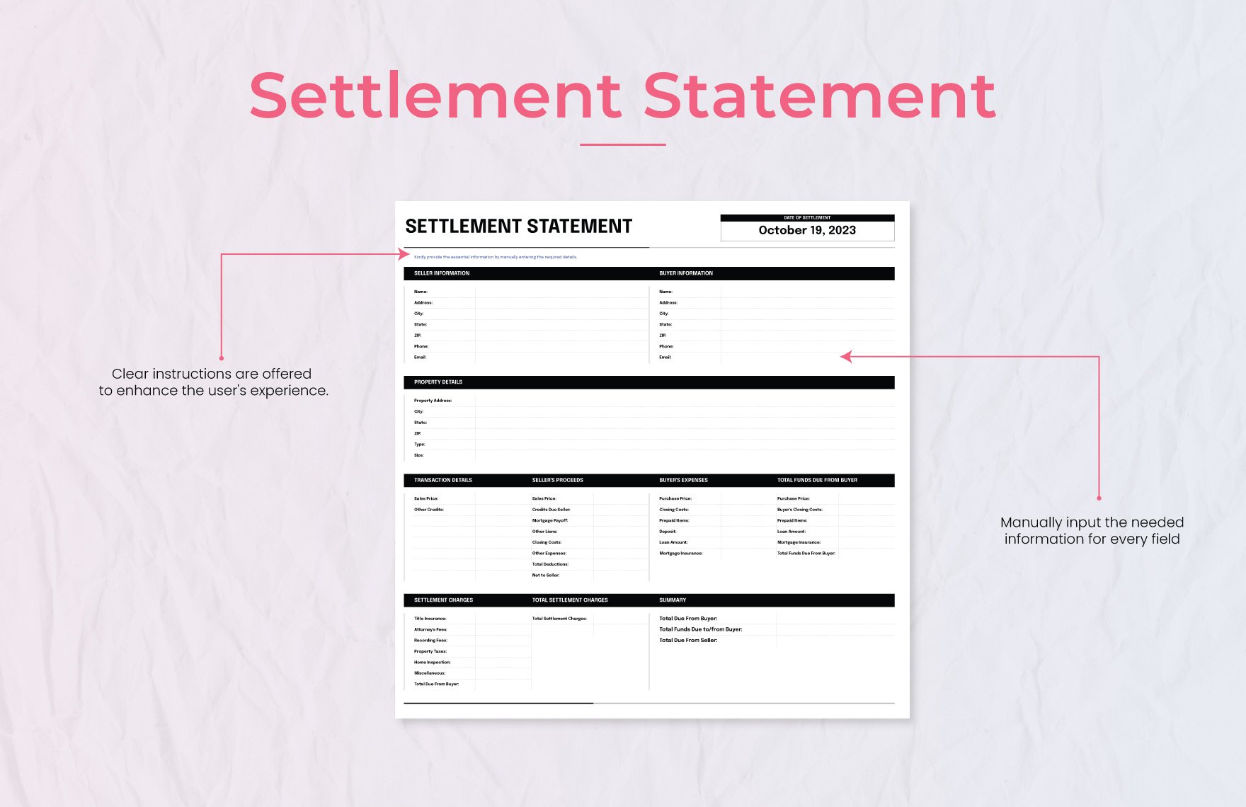 Settlement Statement Template