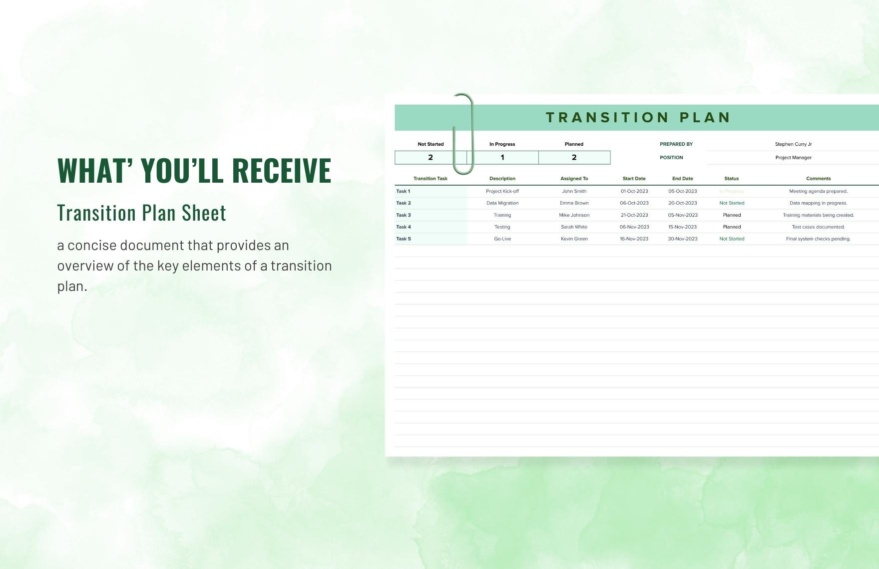 Transition Plan Template
