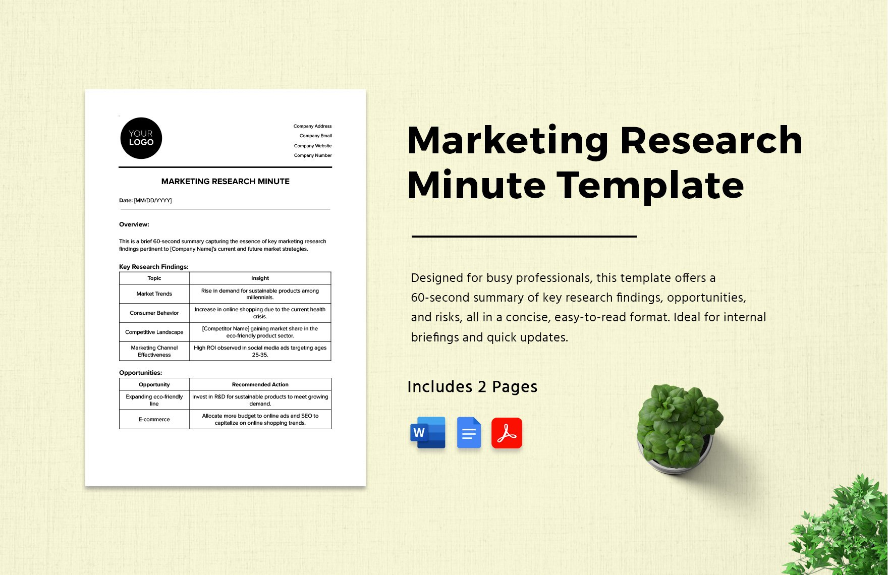 Marketing Research Minute Template