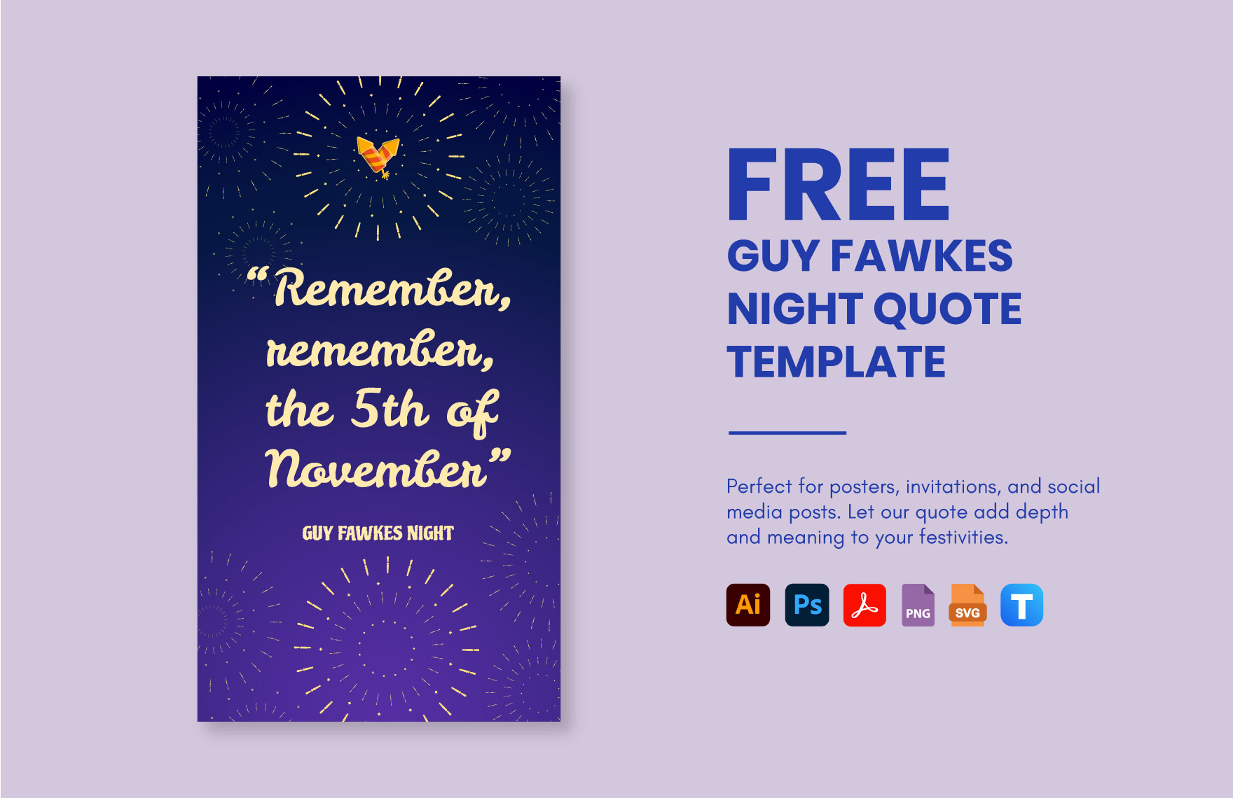 Free Guy Fawkes Night Quote  in PDF, Illustrator, PSD, SVG, PNG