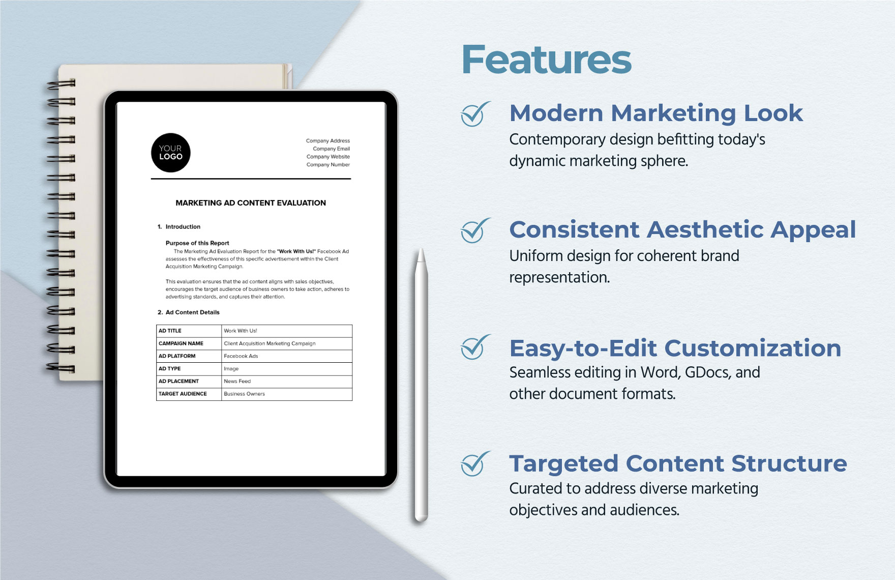 Marketing Ad Content Evaluation Template
