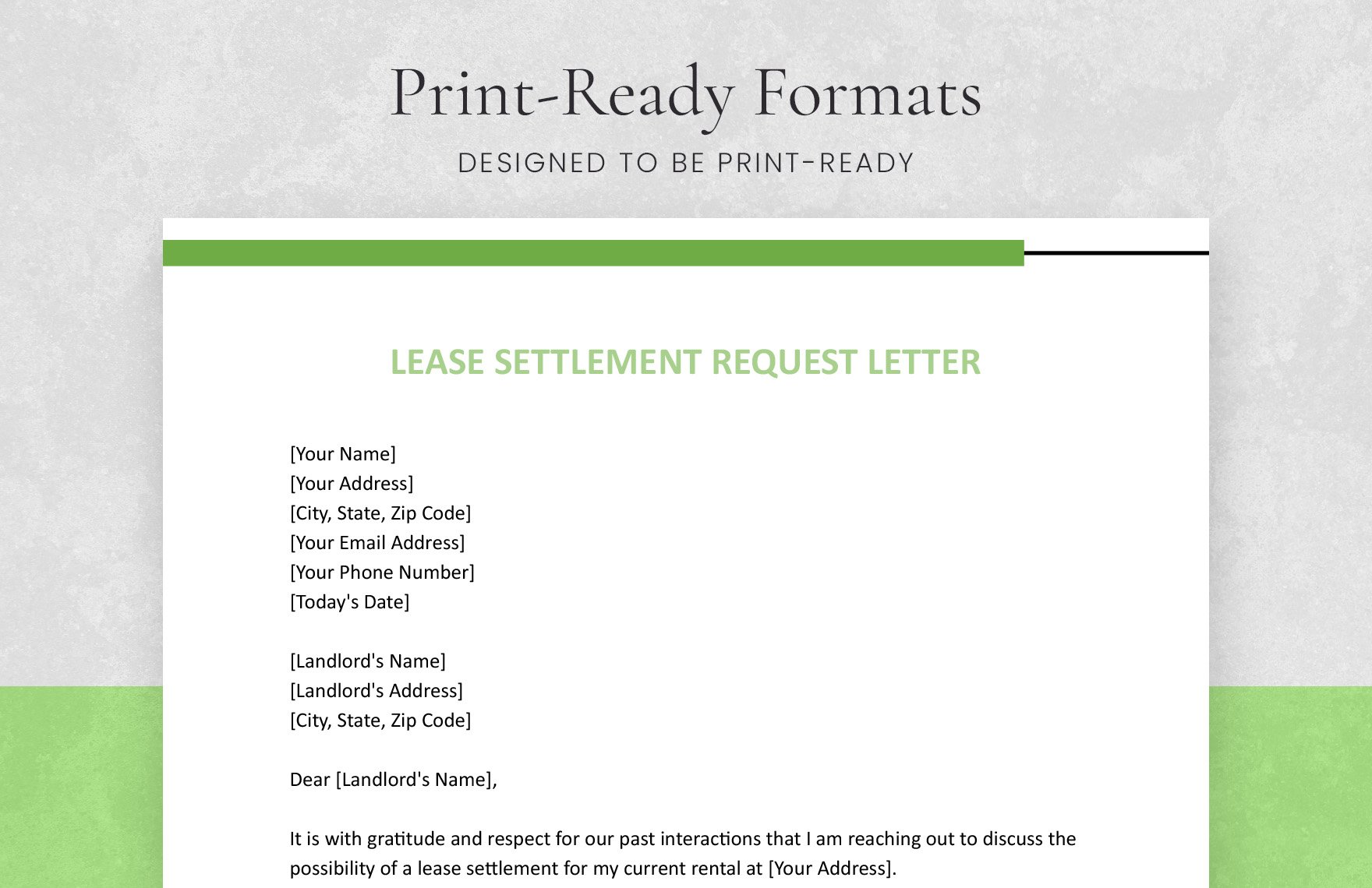 Lease Settlement Request Letter