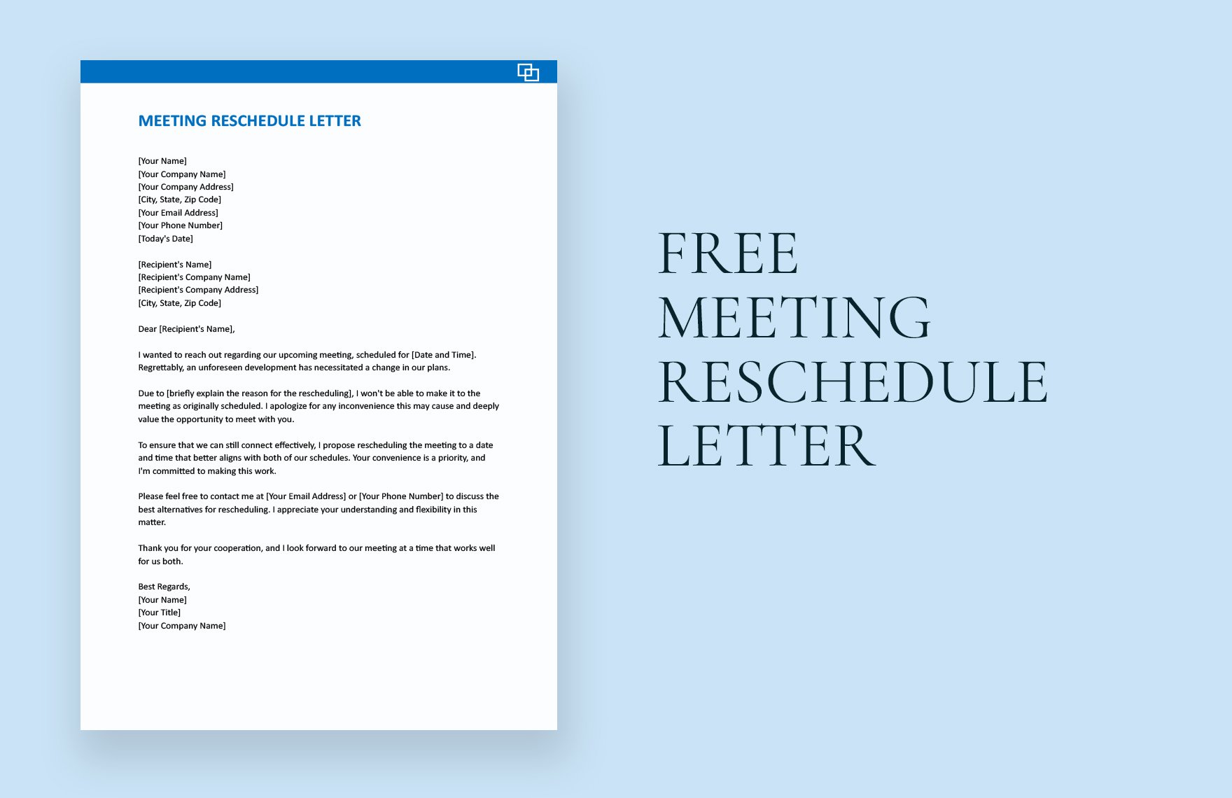 Free Meeting Reschedule Letter