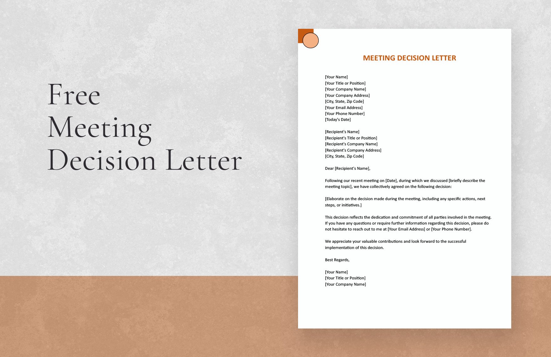 Free Meeting Decision Letter