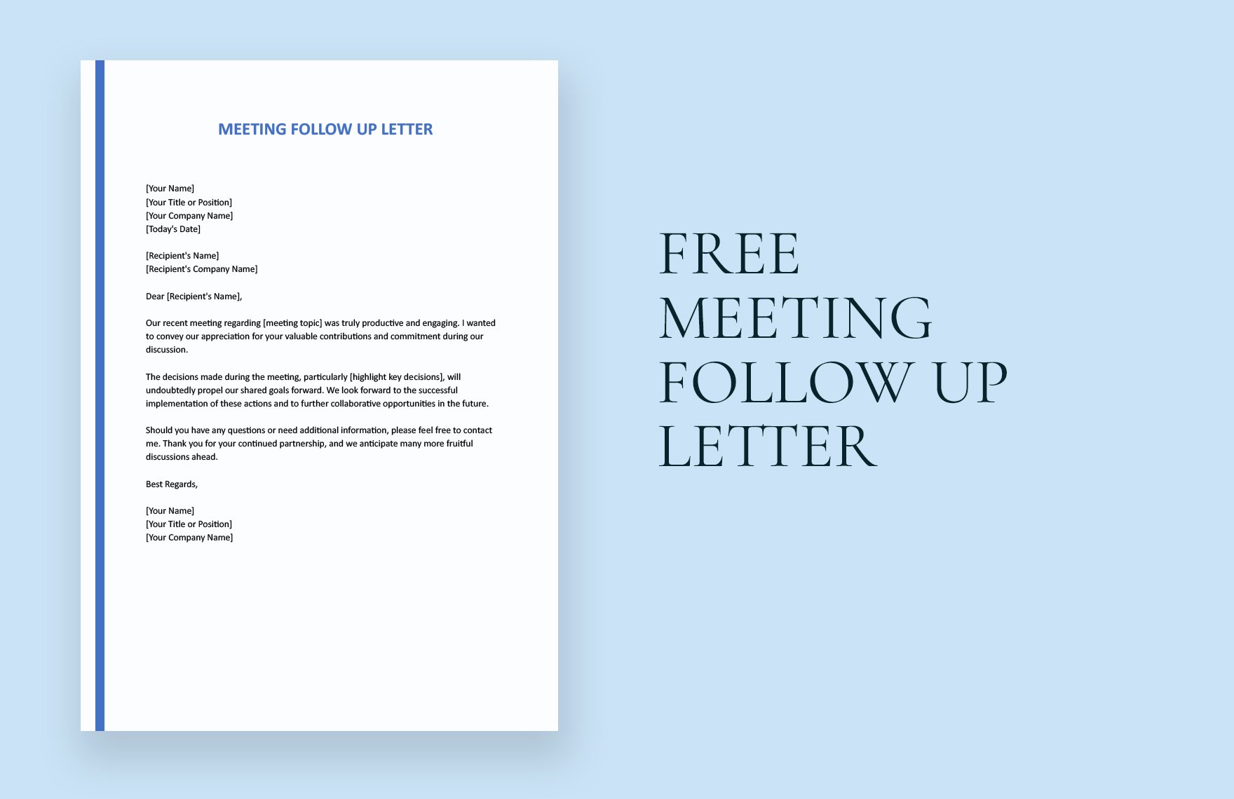 Free Meeting Follow Up Letter