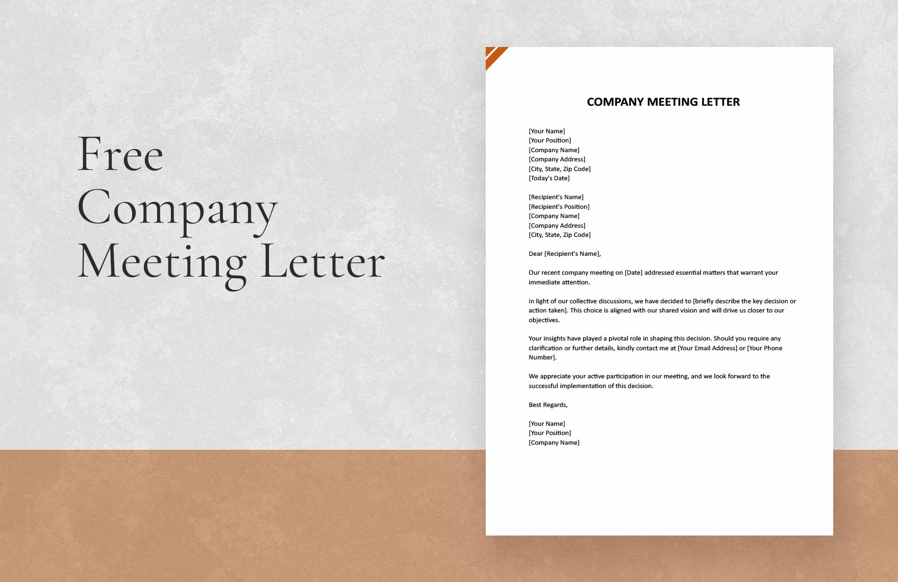 Free Company Meeting Letter