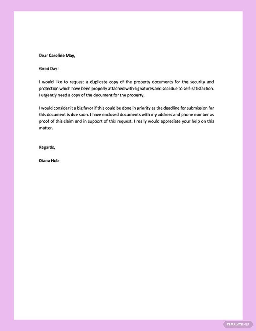 Contract Request Letter Template