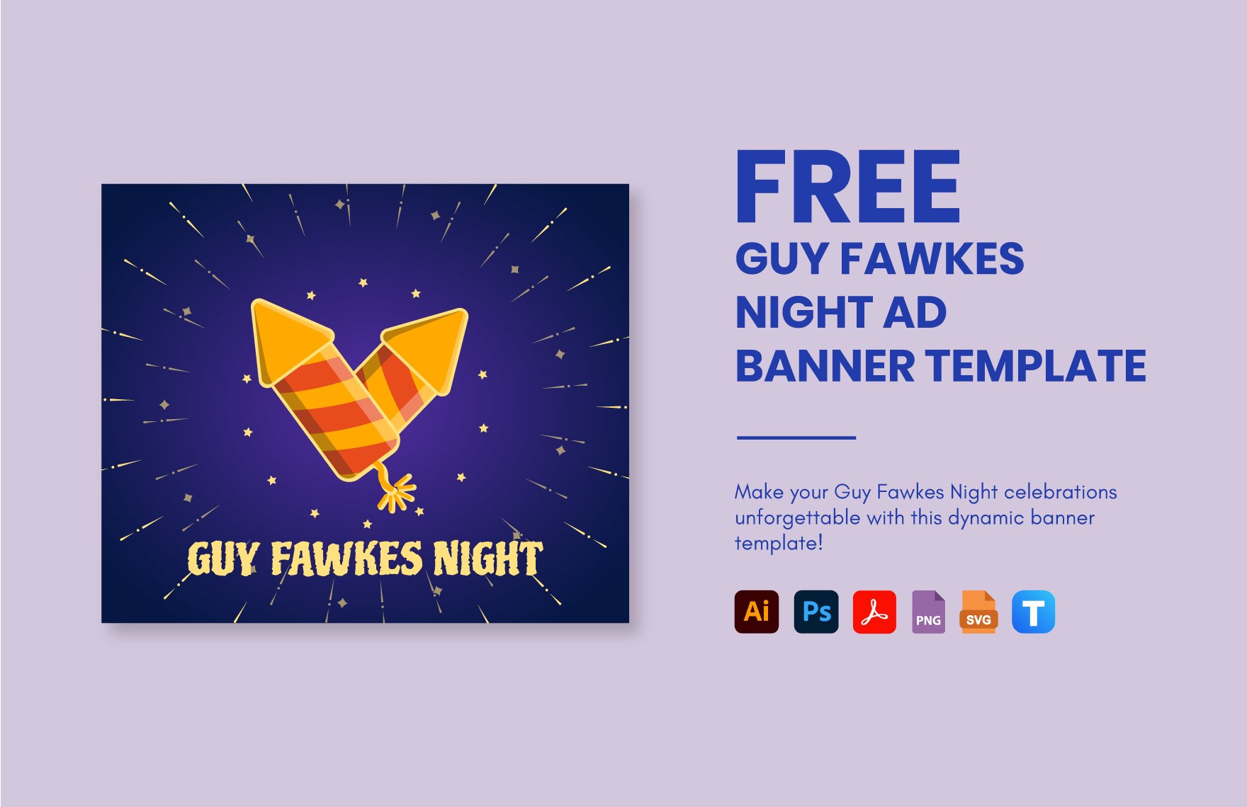 Free Guy Fawkes Night Ad Banner Template in PDF, Illustrator, PSD, SVG, PNG