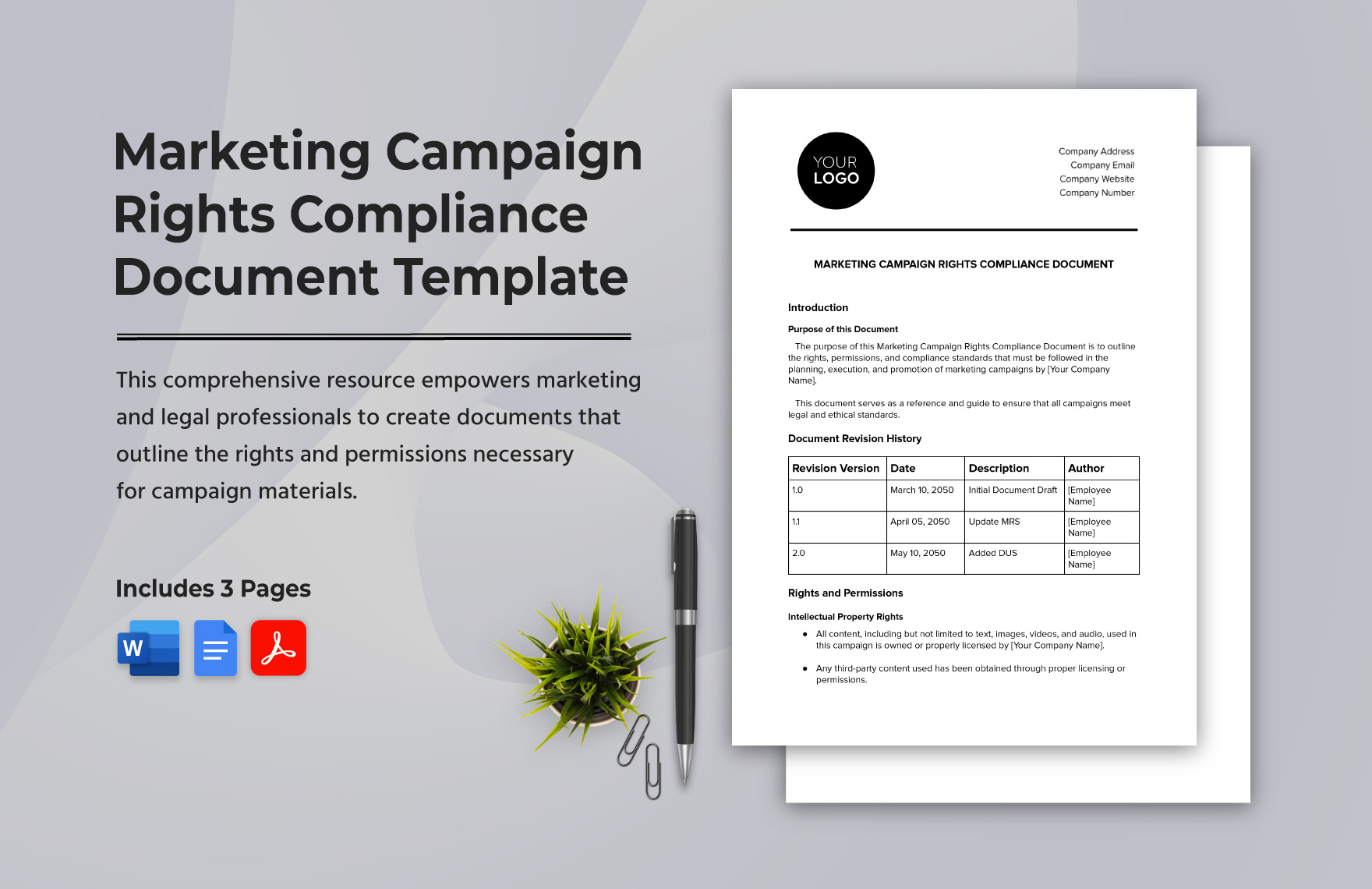 Marketing Campaign Rights Compliance Document Template in Word, Google Docs, PDF