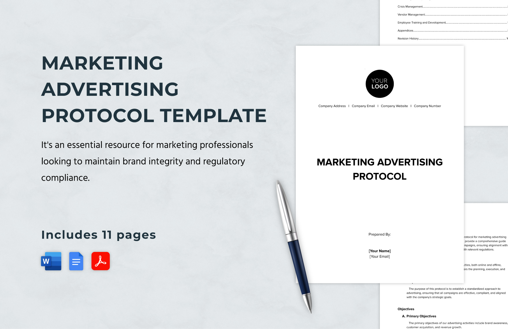 Marketing Advertising Protocol Template in Word, Google Docs, PDF