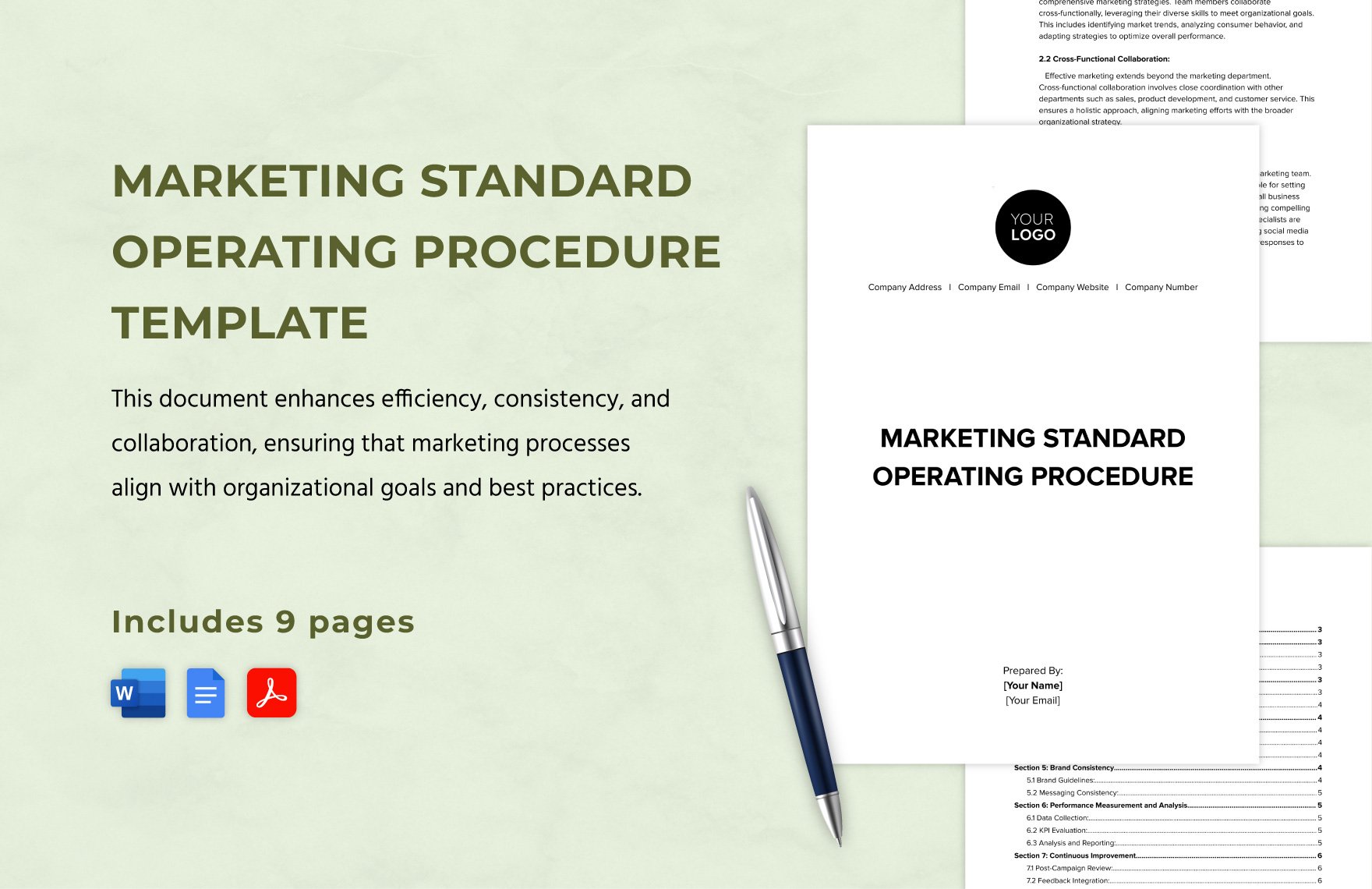 Marketing Standard Operating Procedure Template in Word, Google Docs, PDF