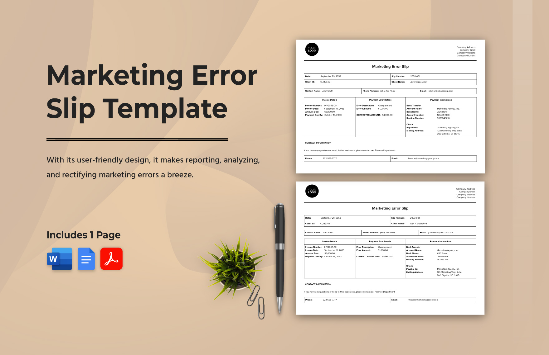Marketing Error Slip Template in Word, Google Docs, PDF