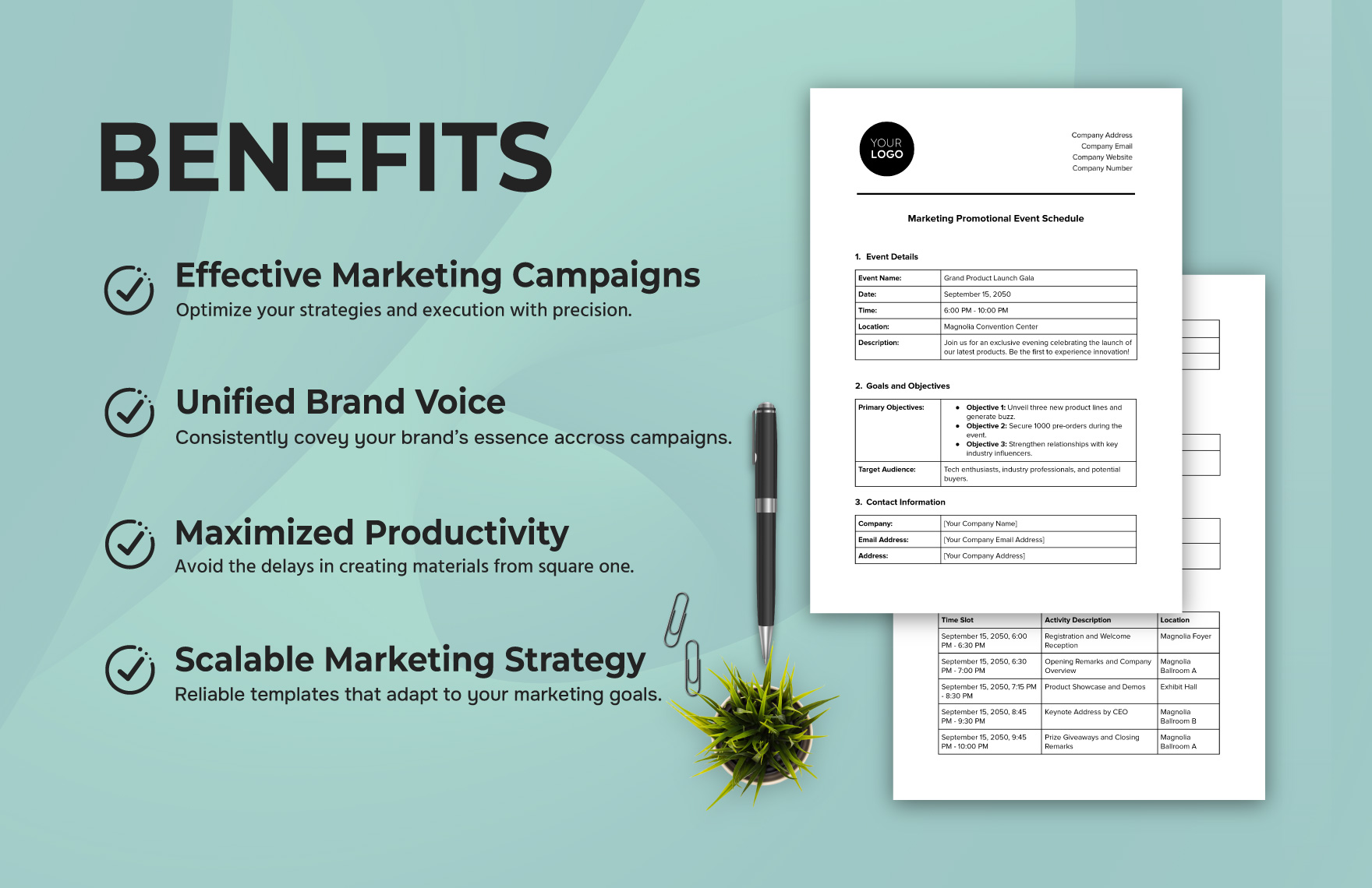 Marketing Promotional Event Schedule Template