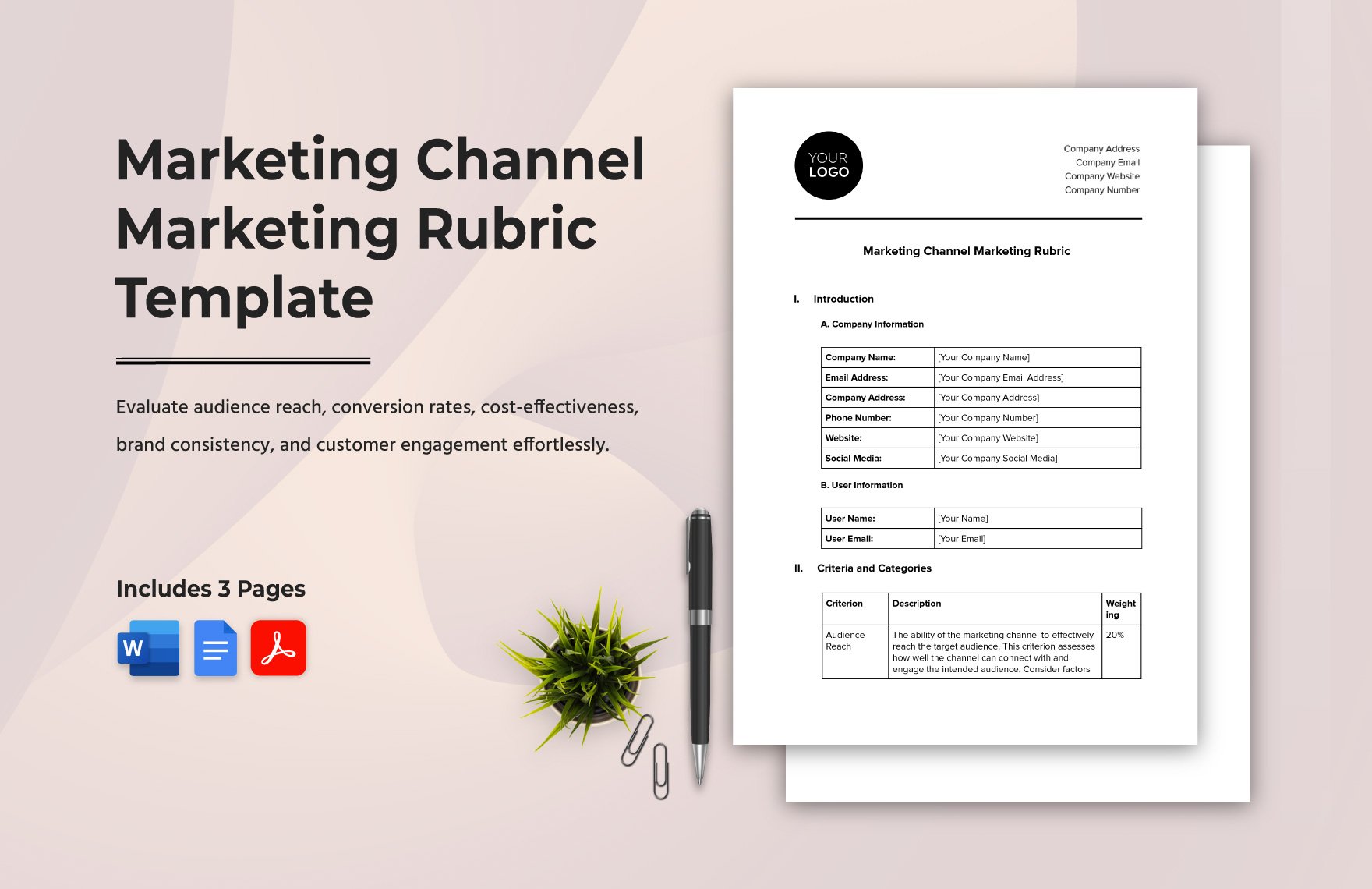 Marketing Channel Marketing Rubric Template in Word, Google Docs, PDF