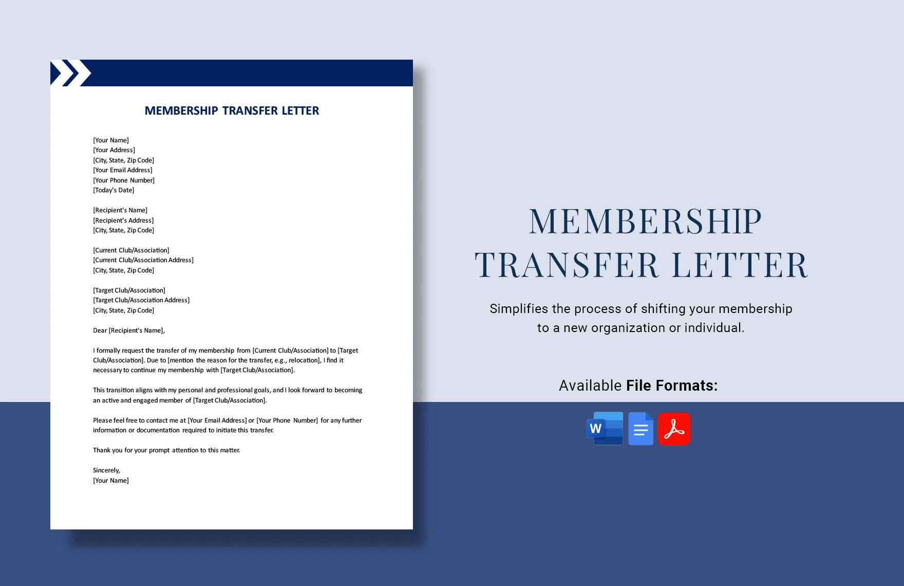 Membership Transfer Letter in Word, Google Docs, PDF