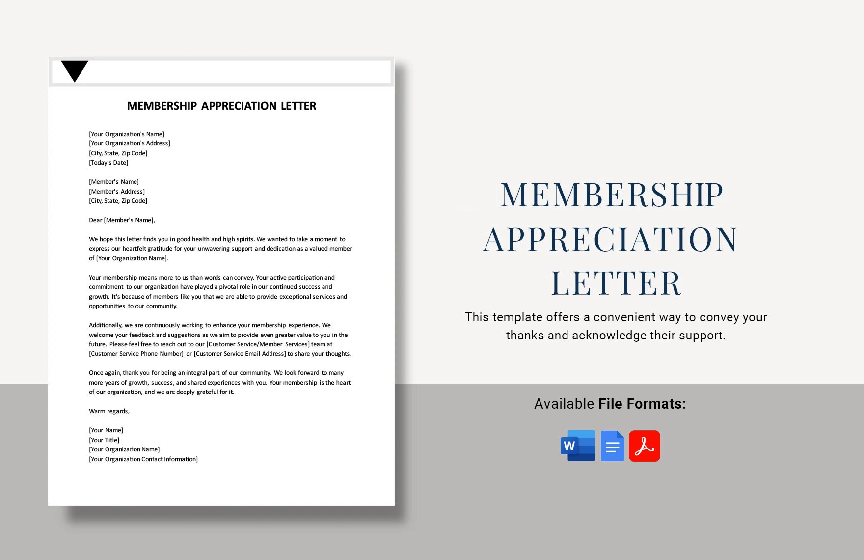 Membership Appreciation Letter in Word, Google Docs, PDF