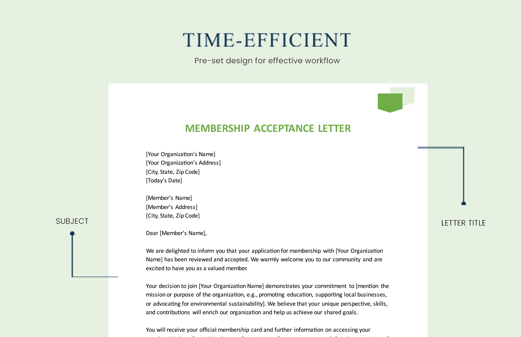 Membership Acceptance Letter