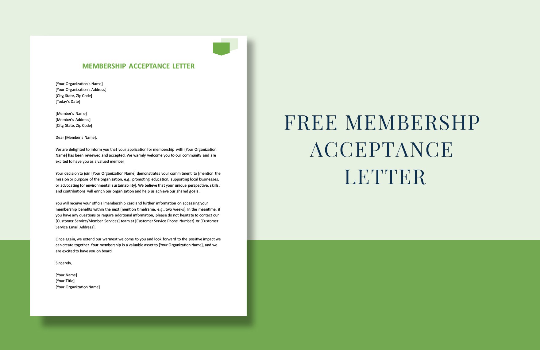 Membership Acceptance Letter